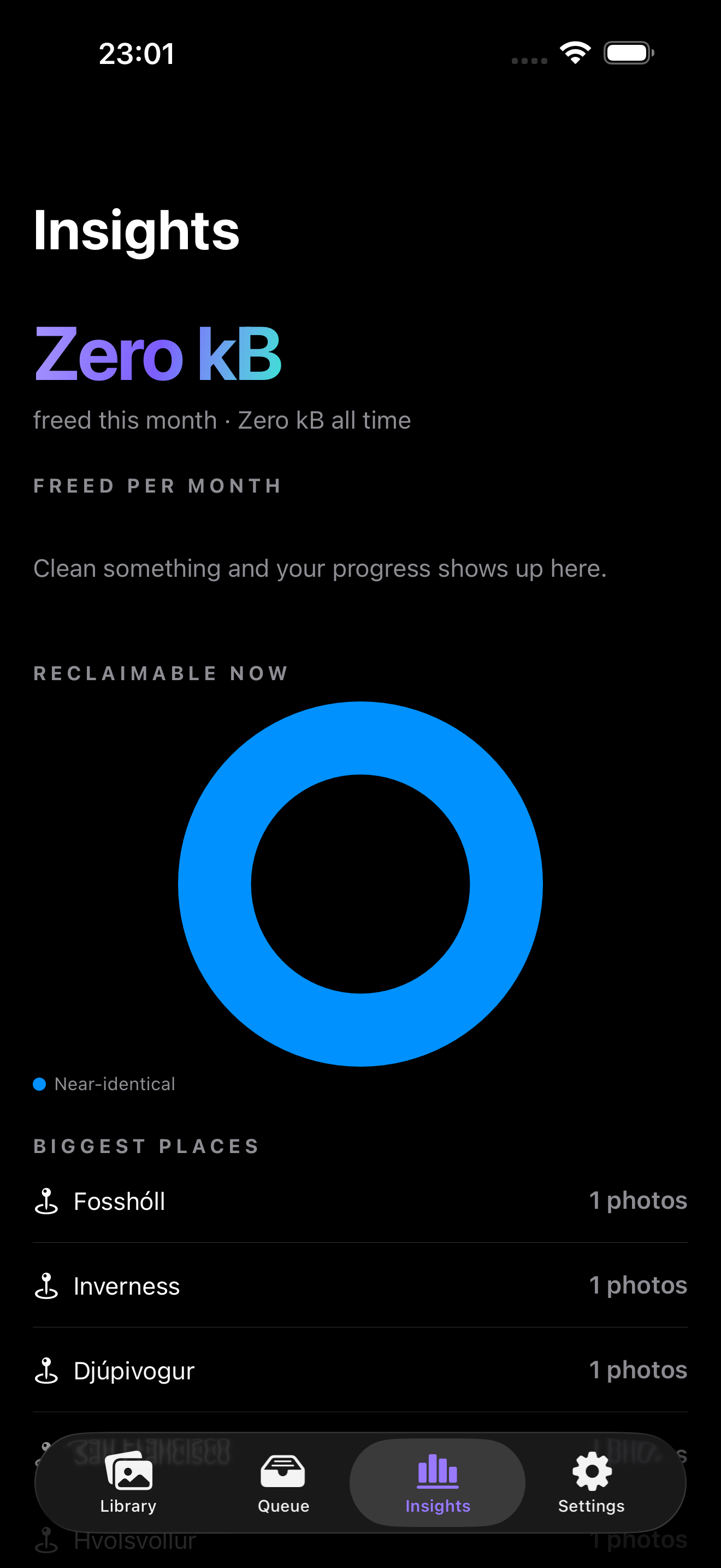 Winnow insights charting storage freed over time